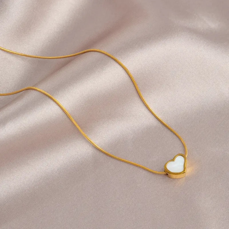 White Curved Heart Necklace