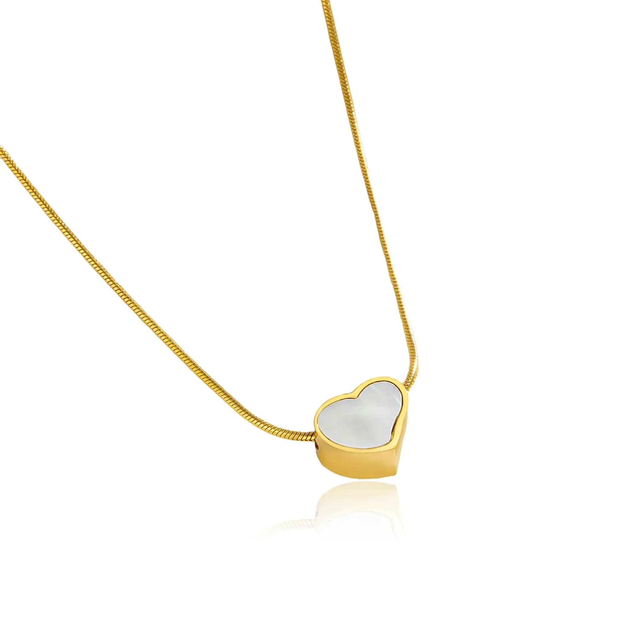 White Curved Heart Necklace