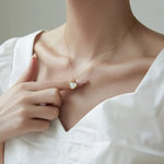 White Pearl Heart Necklace