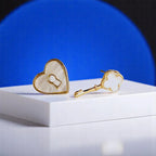 White Heart Lock and Key Studs