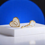 White Heart Lock and Key Studs