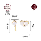 White Heart Lock and Key Studs