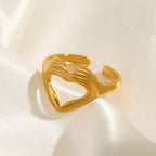 Wrinkle Heart Gold Ring