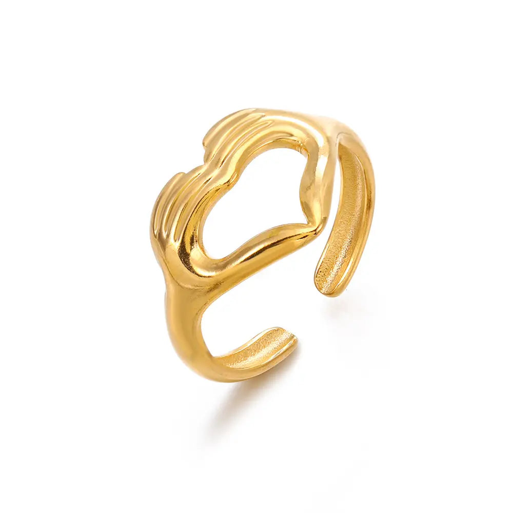 Wrinkle Heart Gold Ring