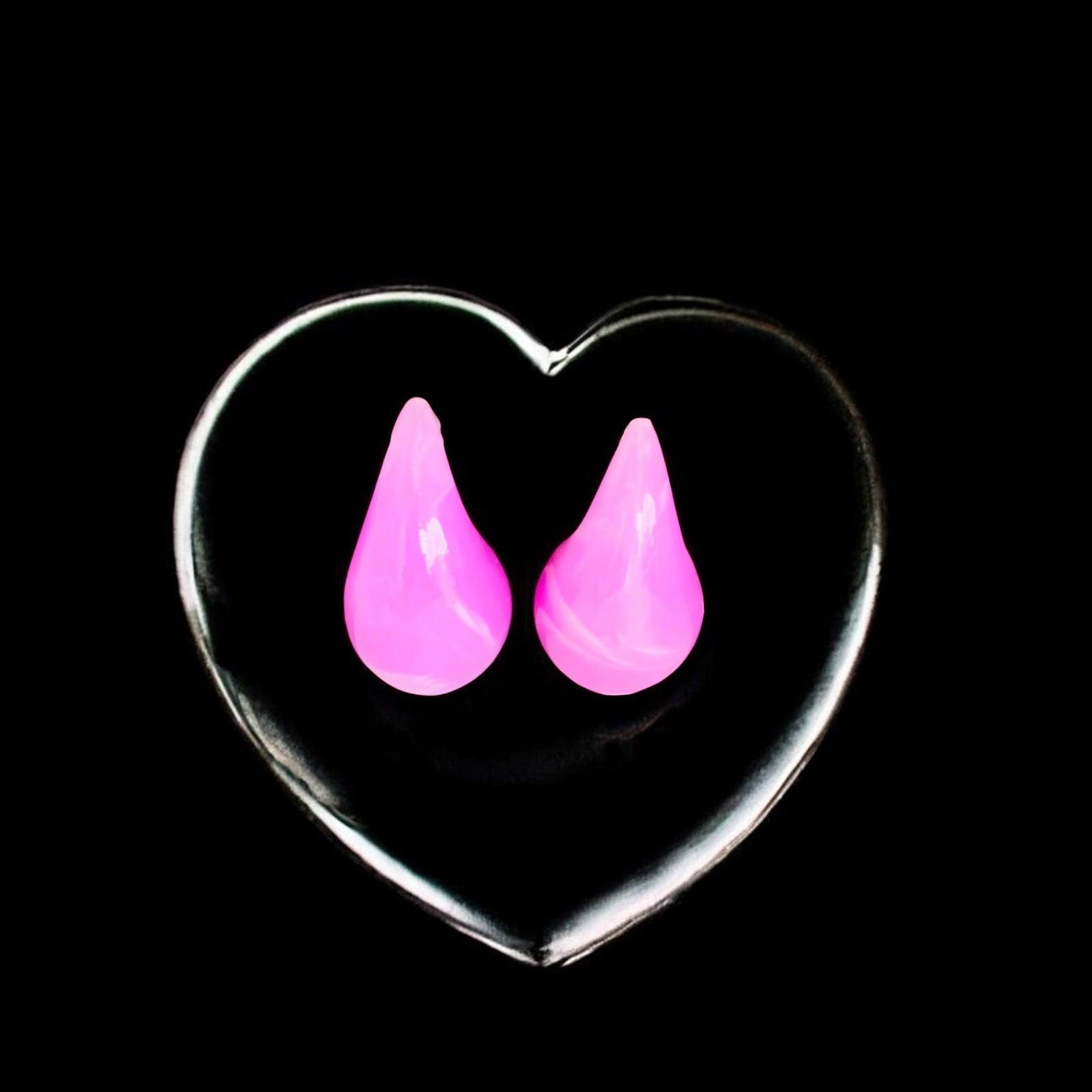 Bold Pink Teardrop Resin Earrings - JESPARA