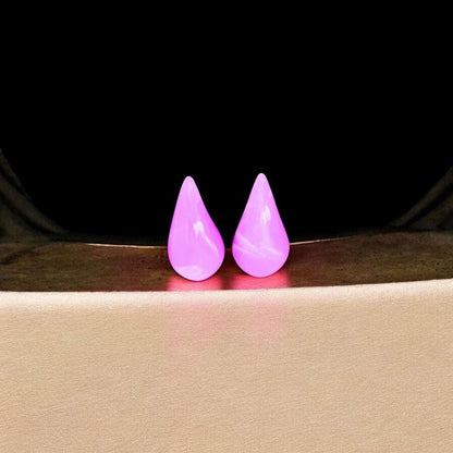 Bold Pink Teardrop Resin Earrings - JESPARA