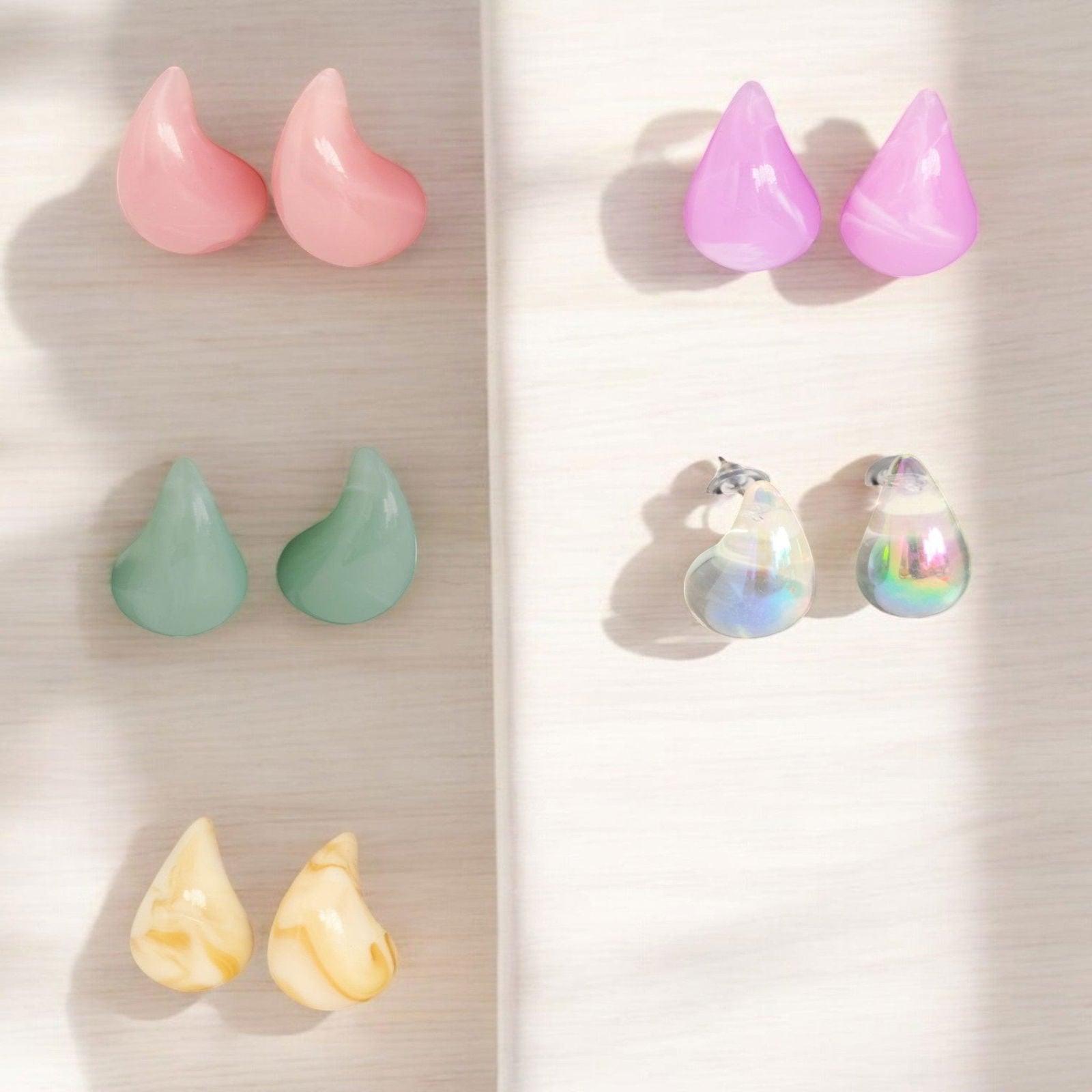 Bundle Offer - Pack of 5 Teardrop Resin Stud Earrings - JESPARA