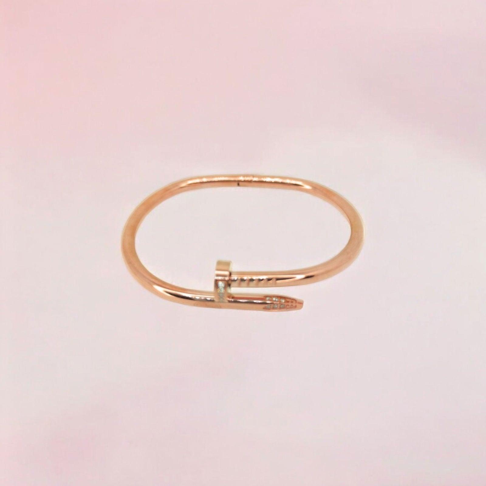 Cartier Sparkling Crystals Nail Bracelet Rose Gold - JESPARA