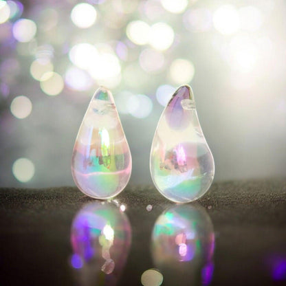 Clear Transparent Teardrop Resin Earrings - JESPARA