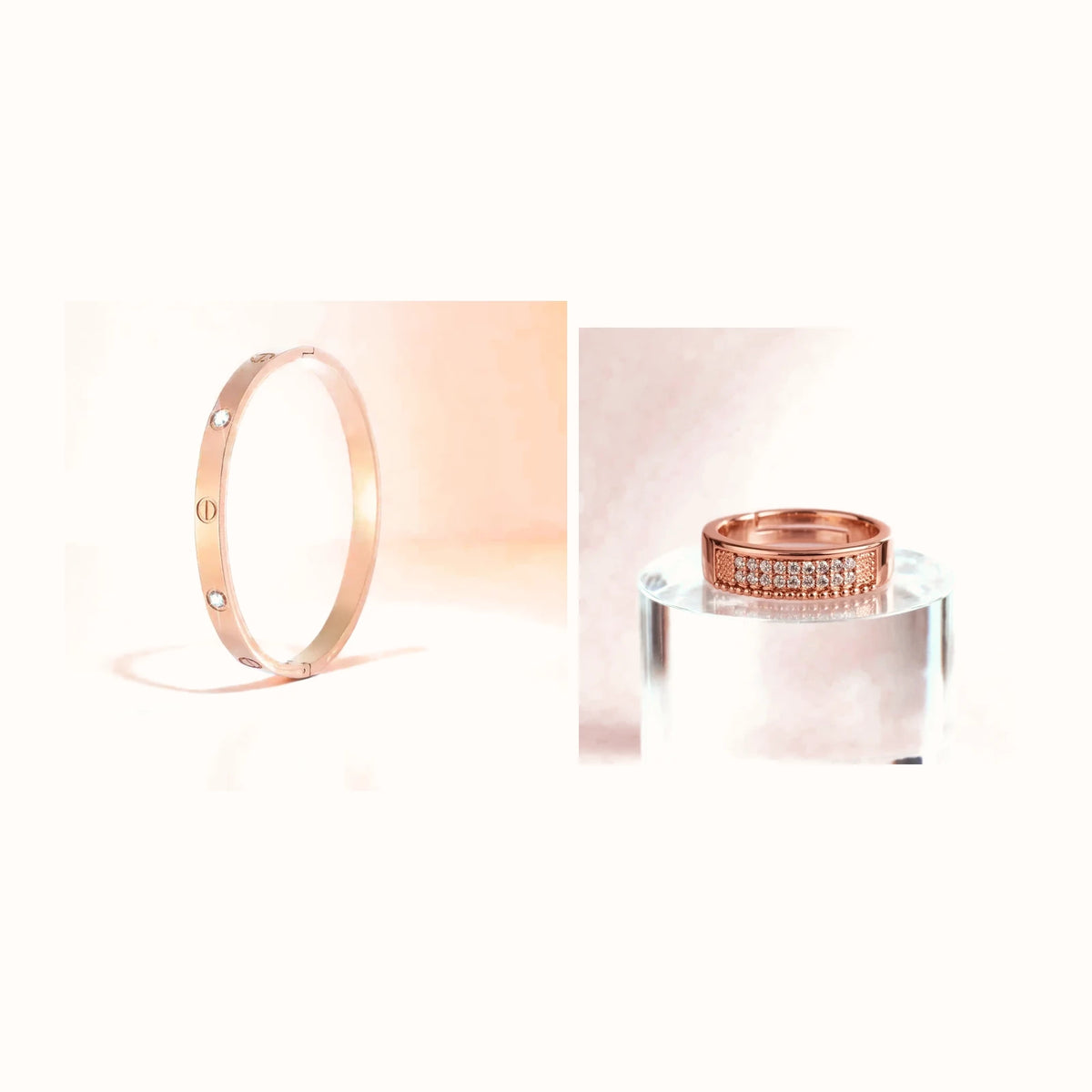 Crystal Rose Gold Set | Rose Gold Bangle & Ring