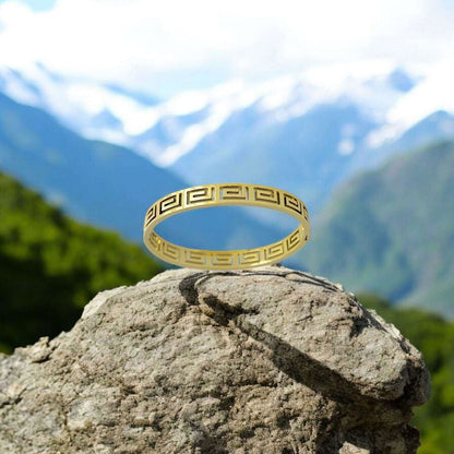 Glistening Gold Greek Key Design Bracelet - JESPARA