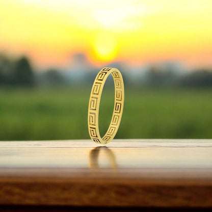 Glistening Gold Greek Key Design Bracelet - JESPARA