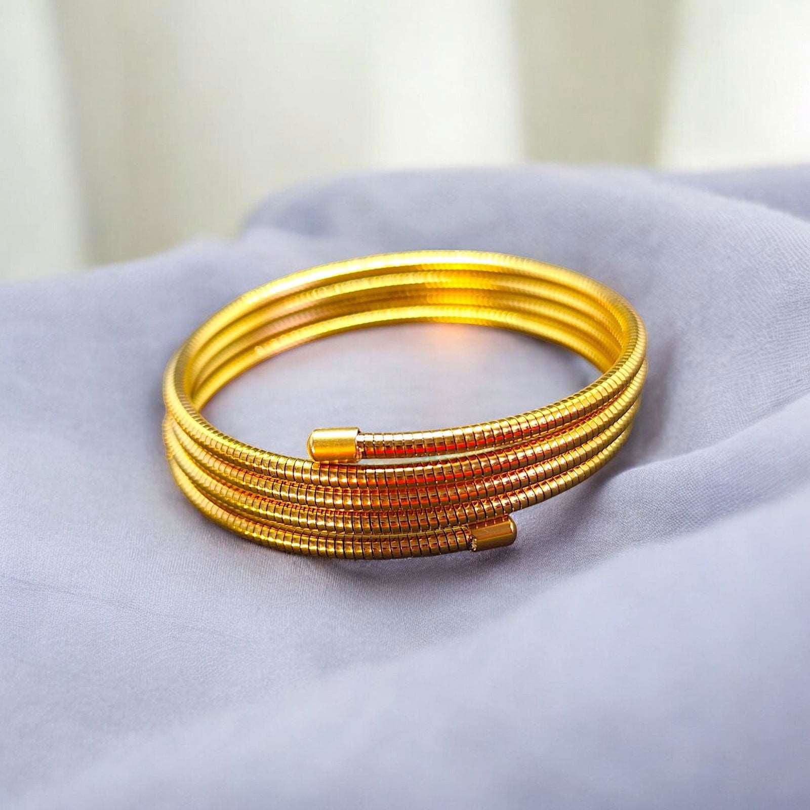 Gold Coil Bracelet Set - JESPARA