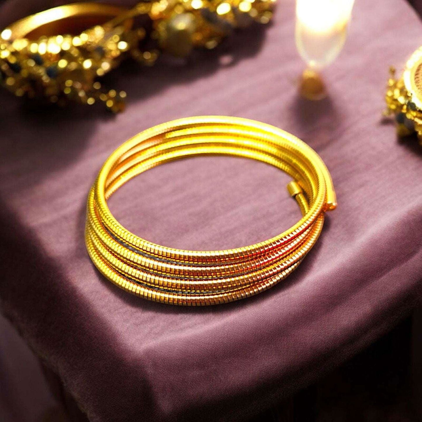 Gold Coil Bracelet Set - JESPARA