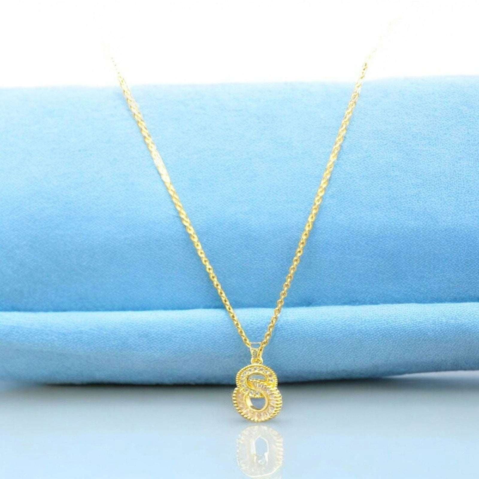 Gold Double Circle Pendant Necklace with Crystals - JESPARA