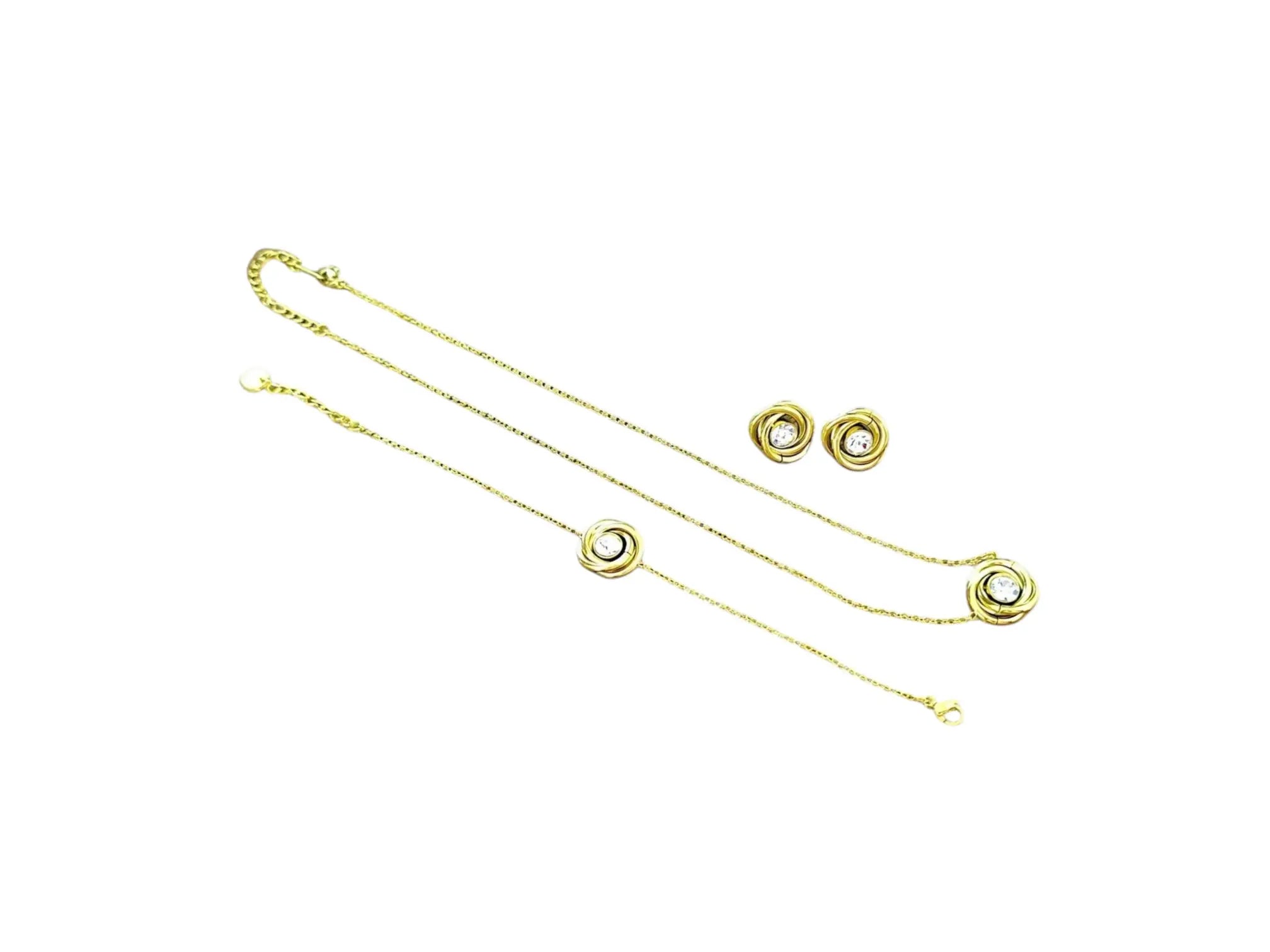 Golden Entwine — 18K Gold-Finish Cubic Zirconia Knot Set