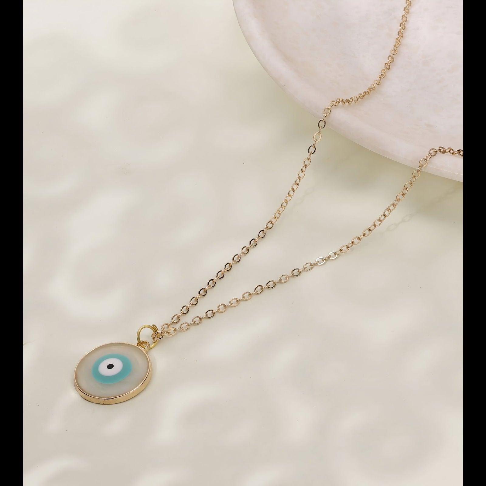 Gold Necklace with Evil Eye Pendant - JESPARA