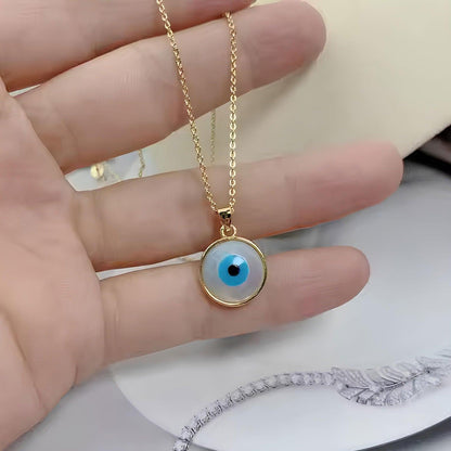 Gold Necklace with Evil Eye Pendant - JESPARA