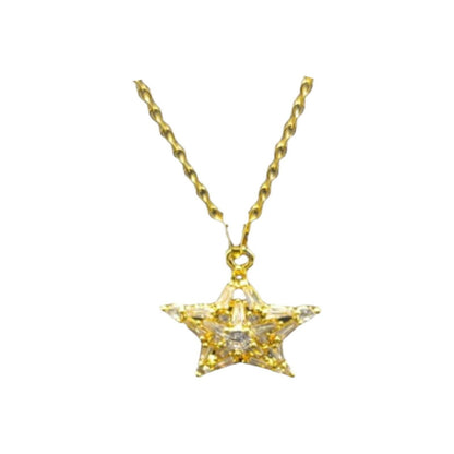 Gold Star Pendant Necklace with Crystals - JESPARA