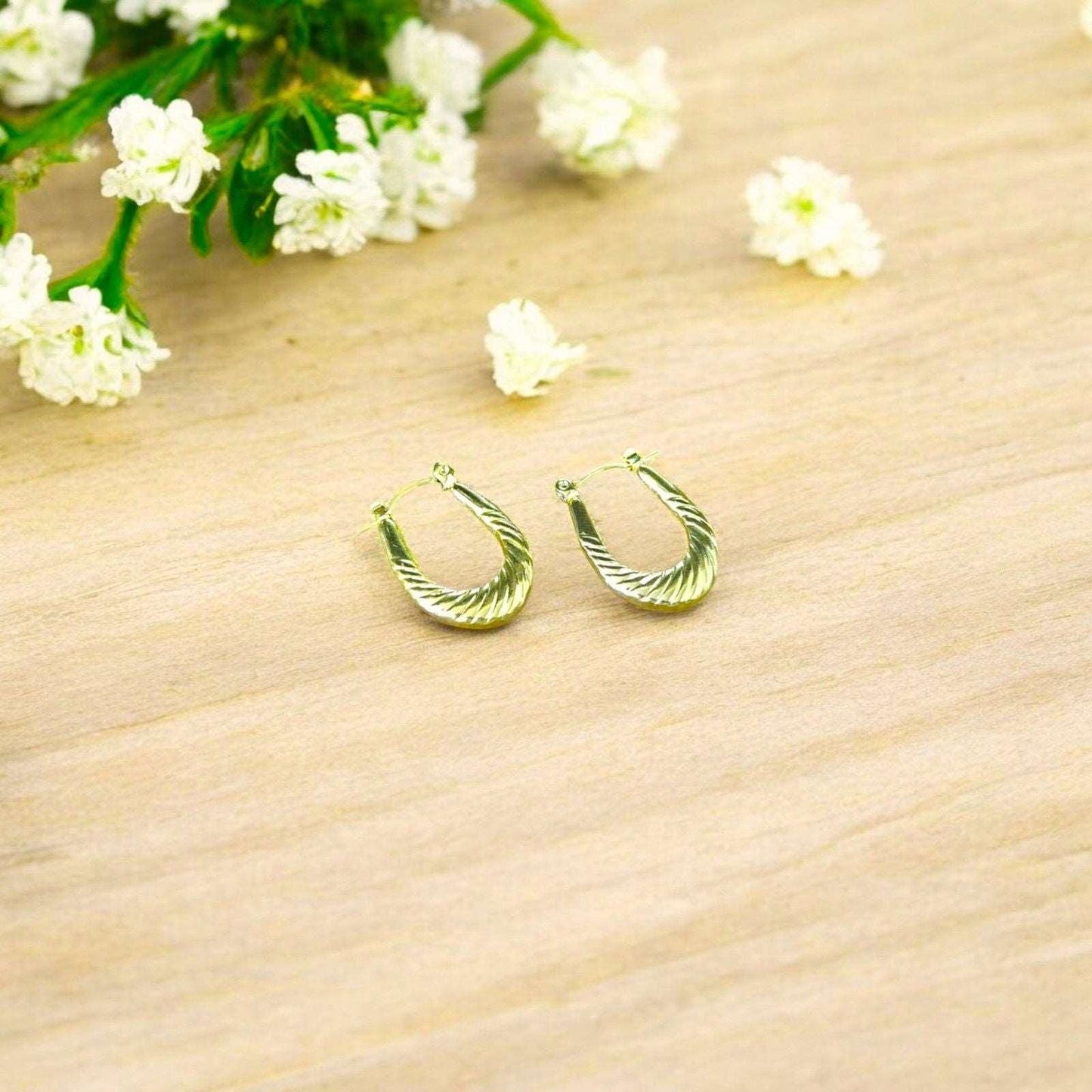 Gold Twisted U Hoop Earrings - JESPARA