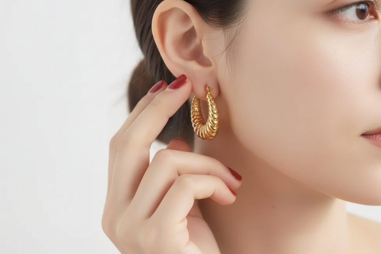 Golden Halo Twisted Round Hoop Earrings – Lifestyle