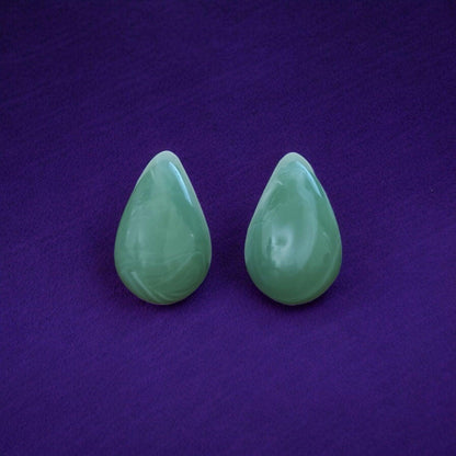 Green Teardrop Resin Earrings - JESPARA