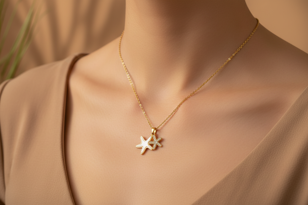 Ocean Bloom Gold Starfish Pendant Necklace – Lifestyle
