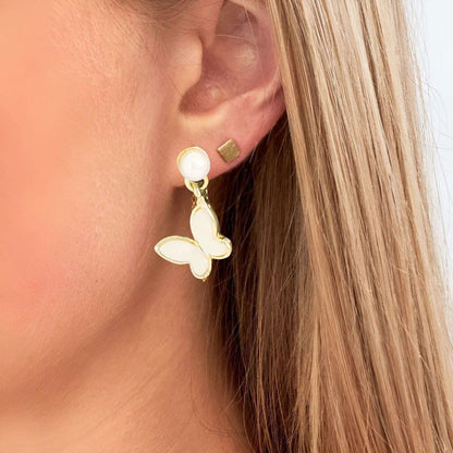 Pearl Butterfly Drop Earrings - JESPARA