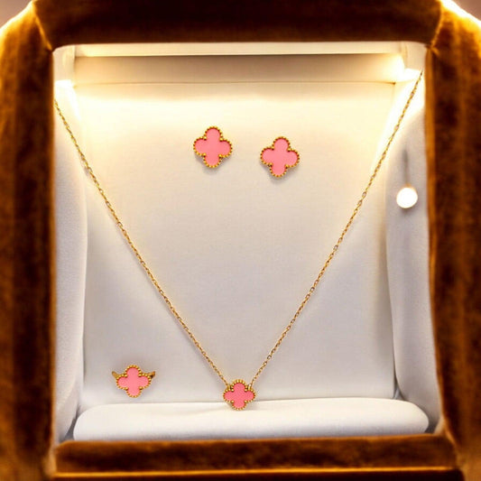 Pink Clover Jewelry Set