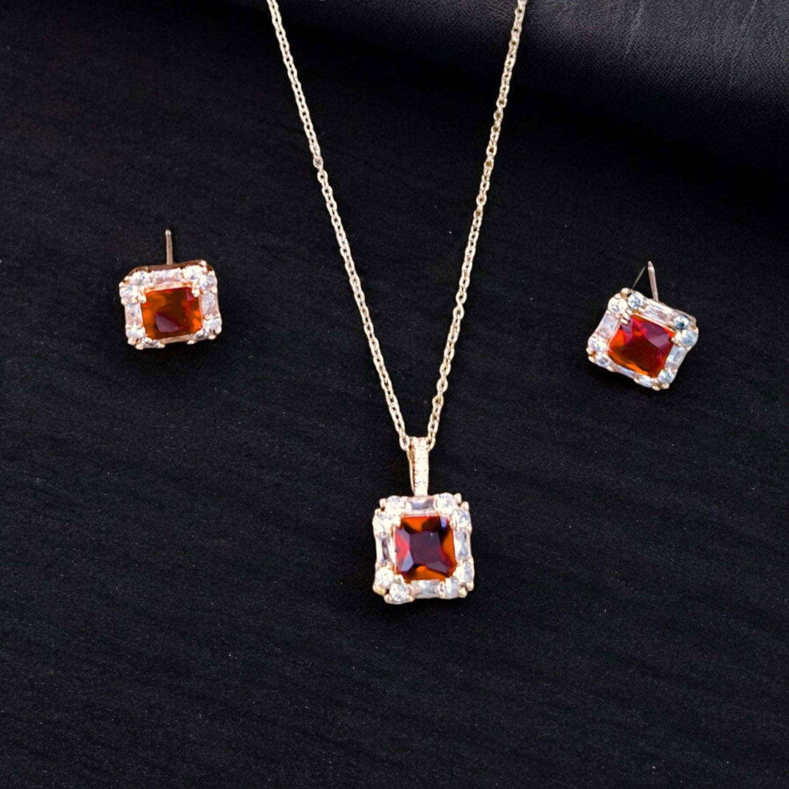 Red Gemstone Jewelry Set - JESPARA