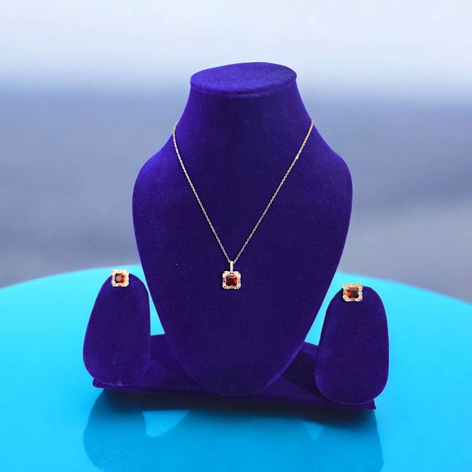 Red Gemstone Jewelry Set