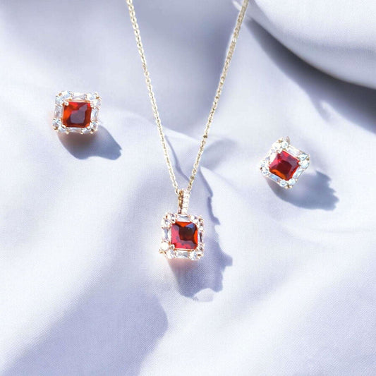 Red Gemstone Jewelry Set