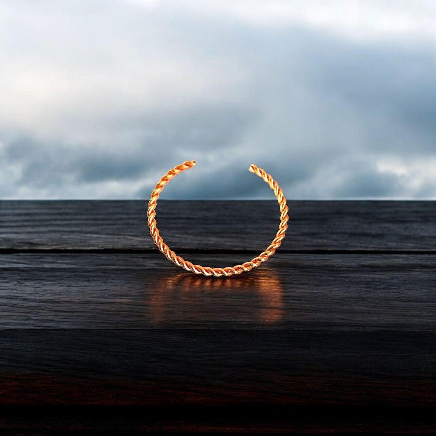 Rose Gold Twisted Rope Cuff Bracelet - JESPARA