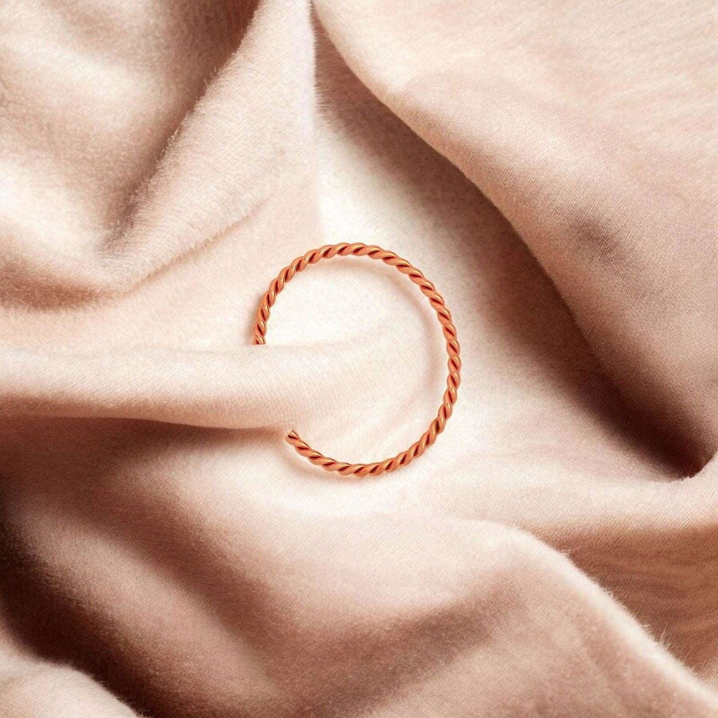 Rose Gold Twisted Rope Cuff Bracelet - JESPARA