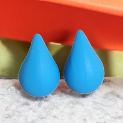 Sky Blue Matte Teardrop Earrings - JESPARA