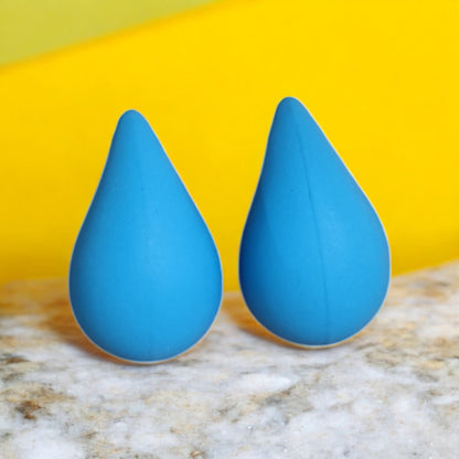 Sky Blue Matte Teardrop Earrings - JESPARA