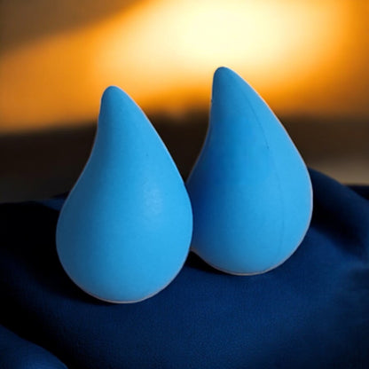 Sky Blue Matte Teardrop Earrings - JESPARA