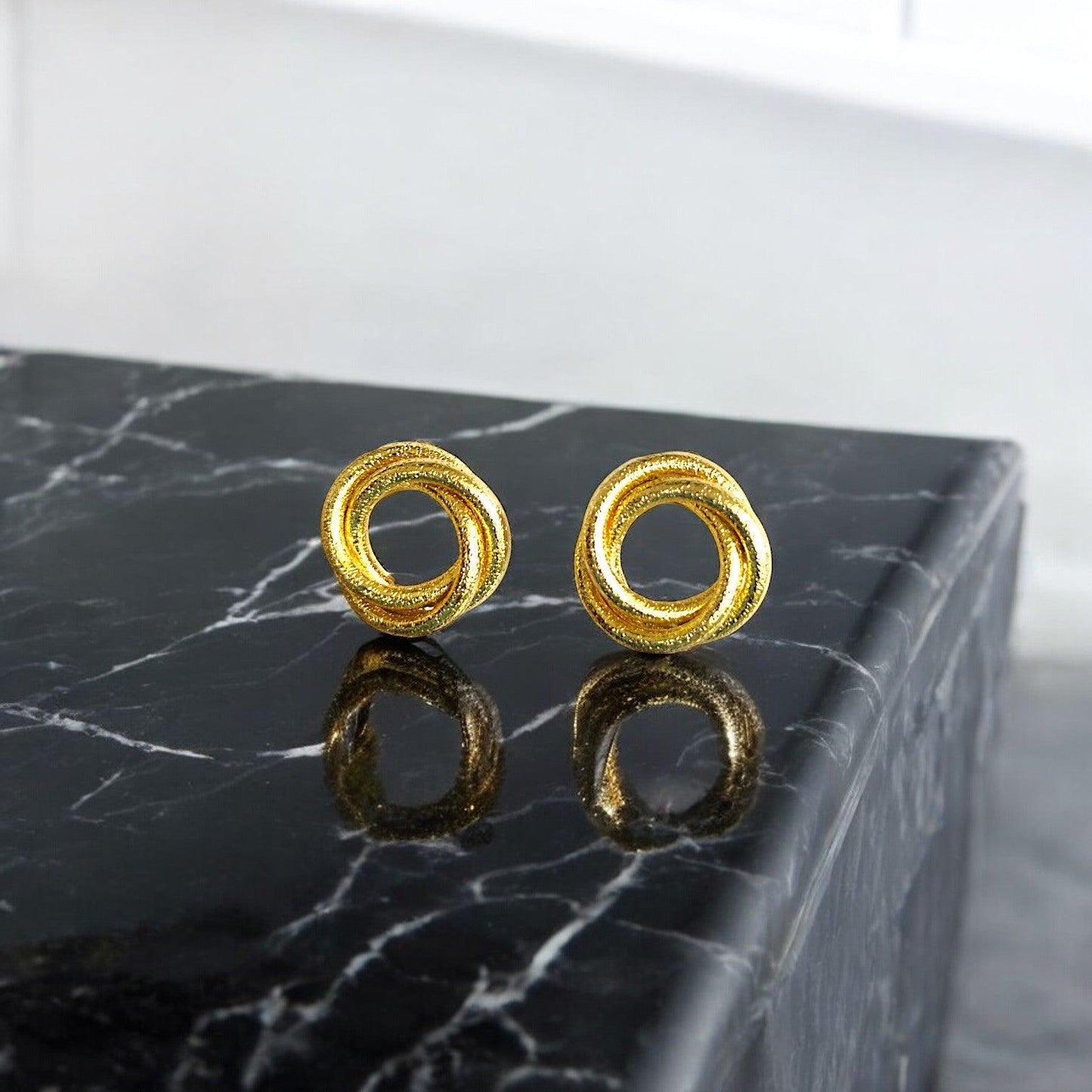 Twisted Gold - Tone Circular Stud Earrings - JESPARA