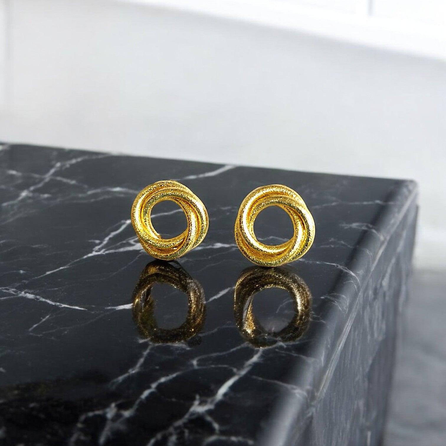 Twisted Gold - Tone Circular Stud Earrings - JESPARA