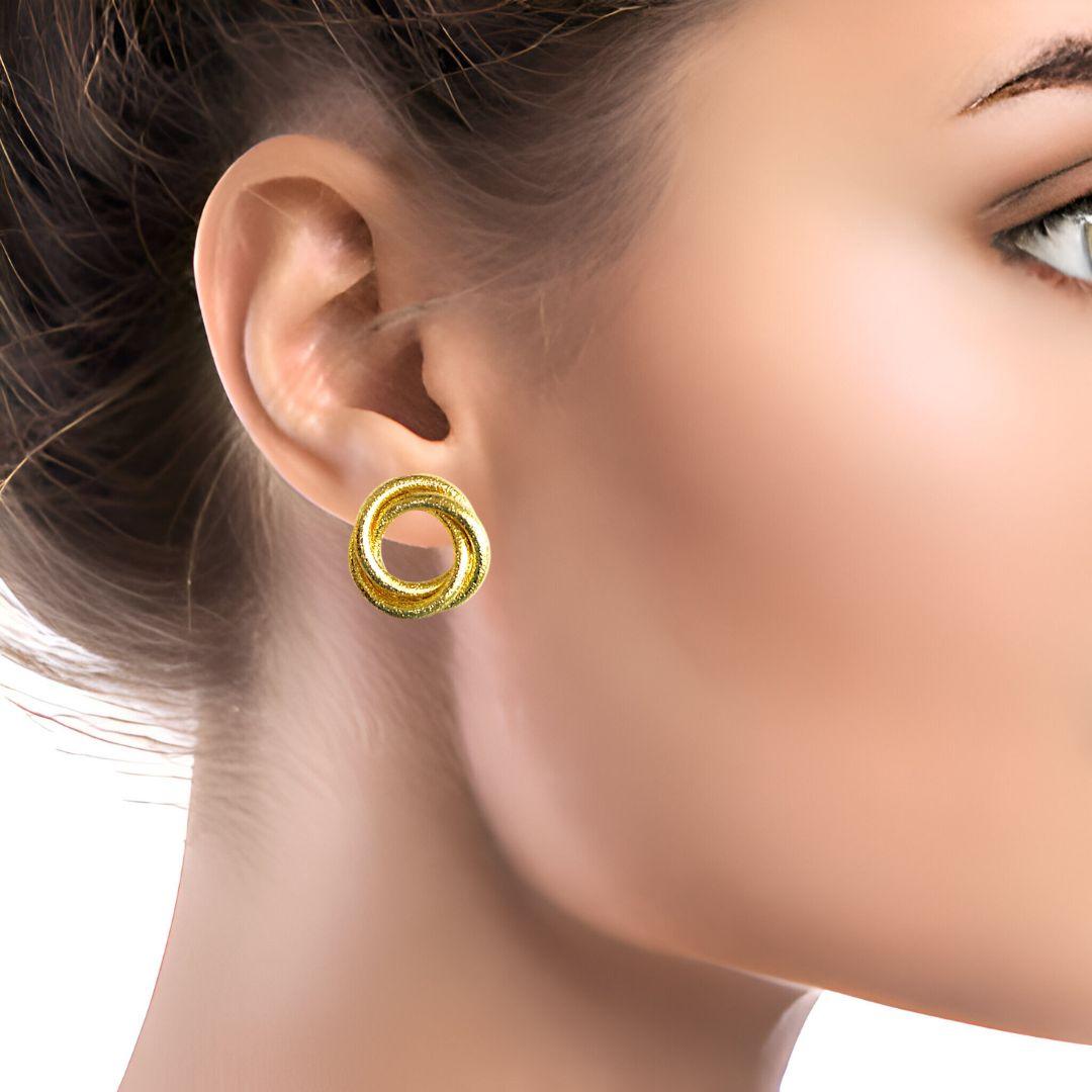 Twisted Gold - Tone Circular Stud Earrings - JESPARA