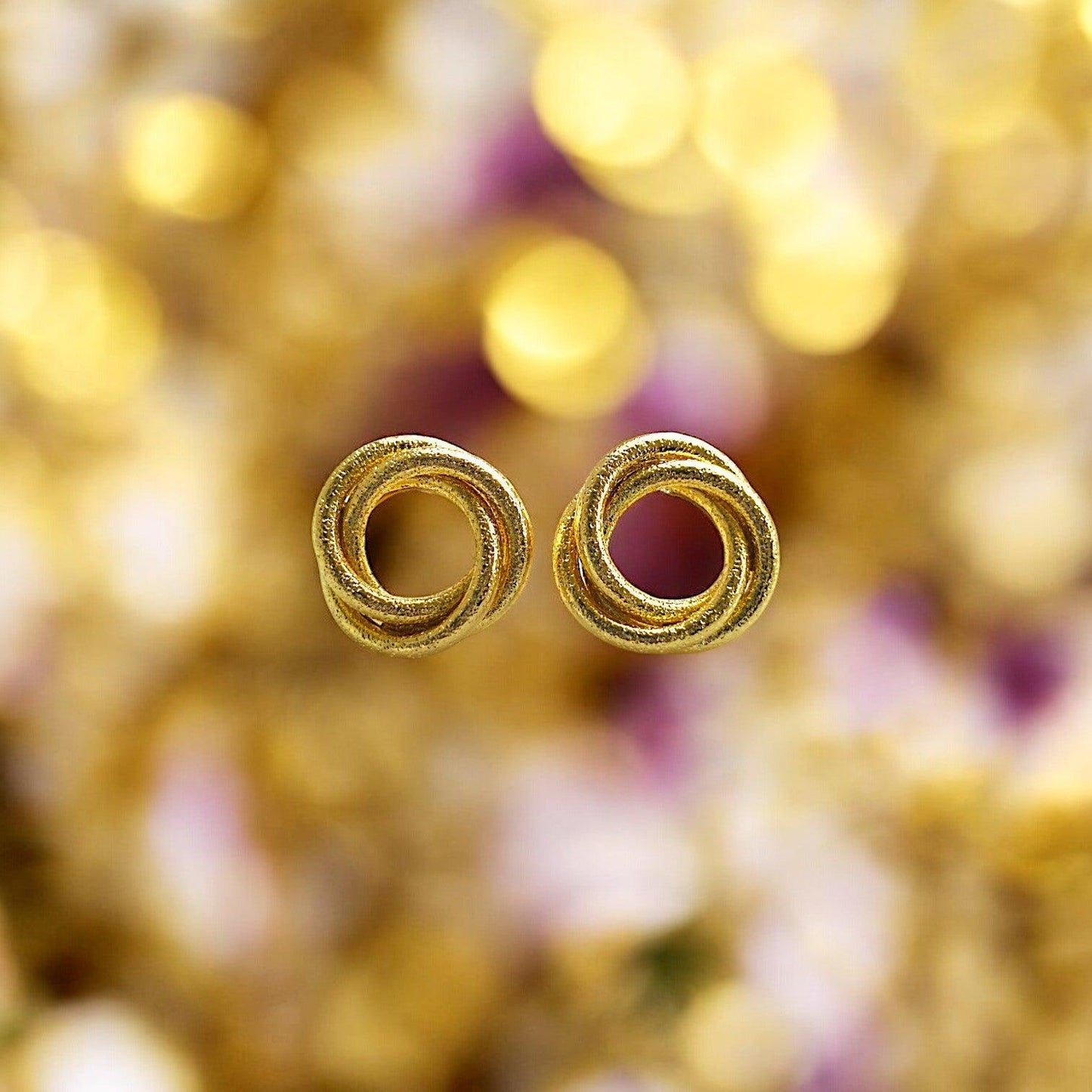 Twisted Gold - Tone Circular Stud Earrings - JESPARA