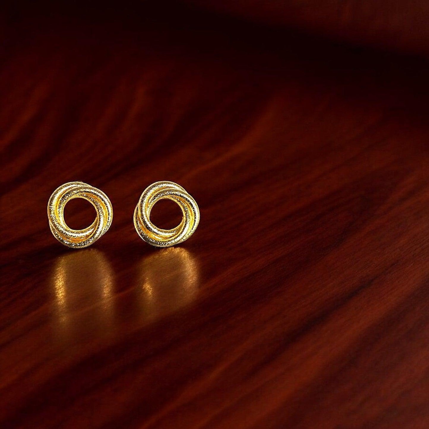 Twisted Gold - Tone Circular Stud Earrings - JESPARA