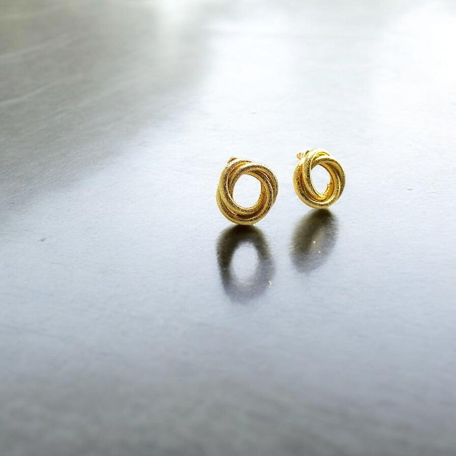 Twisted Gold - Tone Circular Stud Earrings - JESPARA