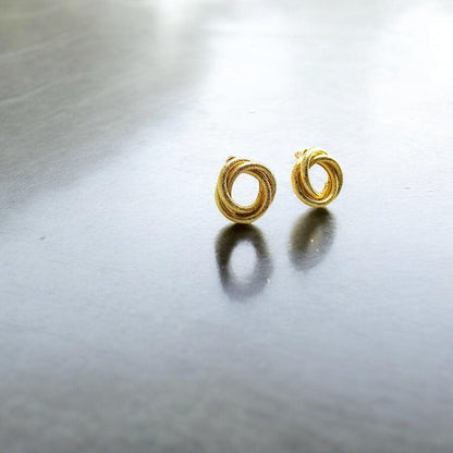 Twisted Gold - Tone Circular Stud Earrings - JESPARA